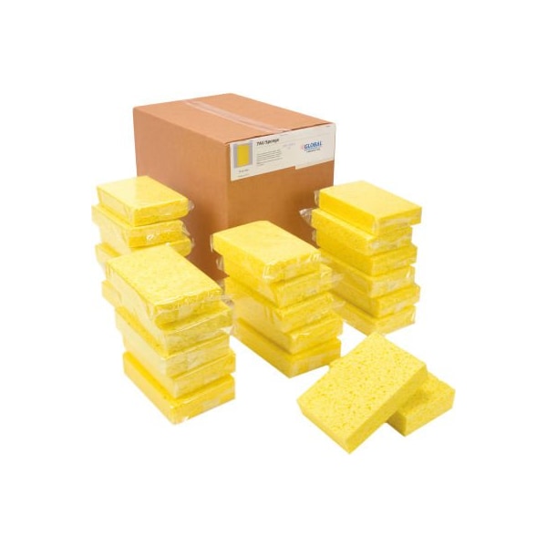Americo Global Industrial Cellulose Sponge Yellow 4.25in x 6.25in - Case of 24 Sponges 670332 - main